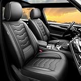 Conjie Fit Accord Car Seat Covers Premium Leather for Honda Accord 2012-2025 2026. Waterproof， Breathable, Scratch-Resistant & All-Weather Seat Cushion Protector（Full Set,Black