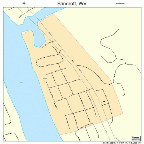 Large Street & Road Map of Bancroft, West Virginia WV Printed poster