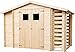 TIMBELA Holzhaus Gartenhaus mit Brennholzschuppen M389 - Gartenschuppen Holz B328xL206xH218 cm/ 3,53 + 0,97 + 0,97 m2 Lagerschuppen für Garten - Fahrrad Schuppen - Wasserfestes Dach