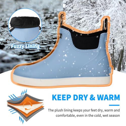 Image of Mens Deck Boots, Saltwater Fishing Booties Rubber Waterproof Ankle Rain Boots, High-performance Footwear Chelsea Boots for Gardening Fishing Boating Camping Sailing