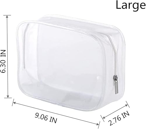 Miniatura 2 de BEFORYOU Paquete de 6 bolsas transparentes de transporte para artículos de tocador con cremallera, bolsa de plástico portátil impermeable para