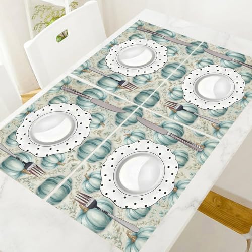 Sets de table lavables automne avec feuilles eucalyptus bleu pour fête