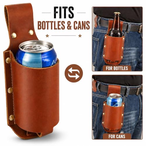 QCWN Beer Holste Belt PU Leather Beer Holder Belt Buckle Beer Holder Western Gifts and Cowboy Accessories Fun Beer Jacket for Cowboy Gun Holster Costume Beer Gifts - Image 6