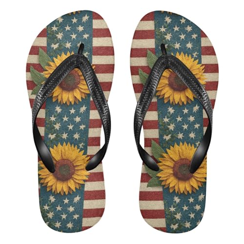 Flip Flop Sandals Sunflower Pattern Print for Women Men Beach Outdoor XS