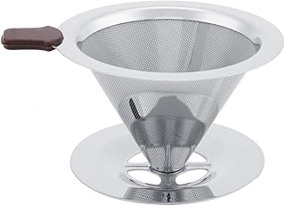 Gancon Kawa Dripper - filtr do kawy ze stali nierdzewnej, dwuwarstwowy rozdrabniacz do warzenia, ultracienki filtr z mikrosiatką ze stojakiem na kubek