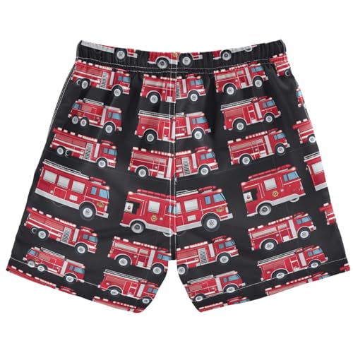 Firefighter Fire Trucks Boys Swim Trunks Match Fire Hydrant Toddler Beach Board Shorts Baby Summer Bathing Suit 3T Multicolor2