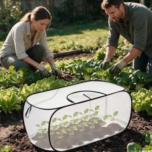 Malla protectora para plantas en balcones y terrazas con estacas fijas para proteger tomates 3