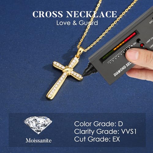 MOOSEA Moissanite Cross Necklace for Women, D Color VVS1 Clarity Lab Created Moissanite Necklace, 925 Sterling Silver Cross Necklaces, Anniversary Christian Gifts for Women2