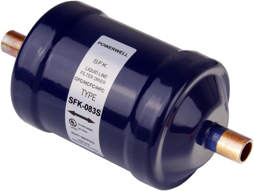Refrigerant Filter Drier Bi-Flow Liquid Line 3/8 Sweat SFK-083S for CFC HCFC HFC Heat Pump or Straight Cool Air Conditioners from 1 to 5 Tons
