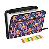 ALAZA Kraken Kraken Coral Stylish Expandable Filing Folder Storage Organiser Box Files, 13 Pockets Zip Filing Folders for Home or Office Documents