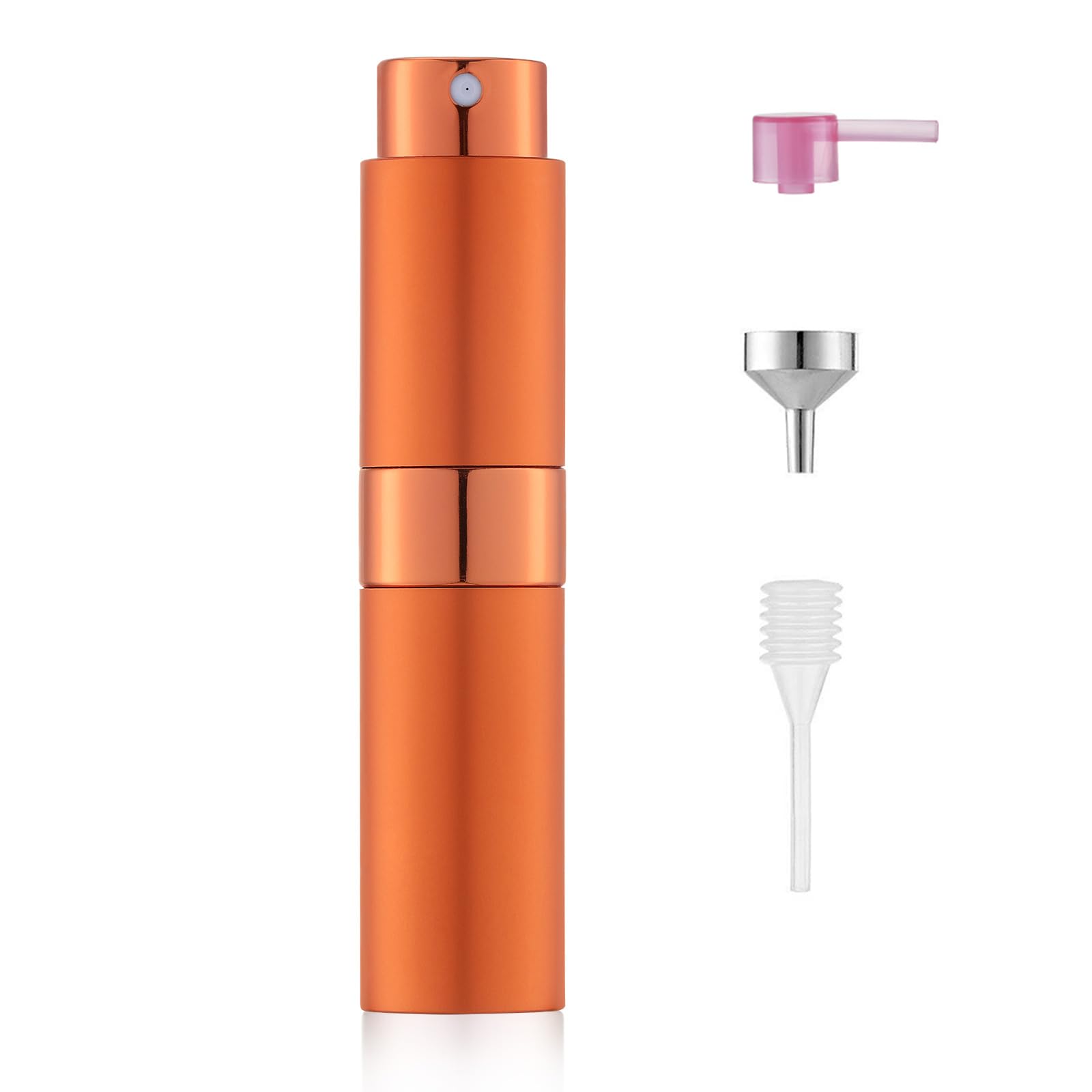 Toureal 8ml Parfüm Zerstäuber Nachfüllbar Leer Aluminium Reise Parfümzerstäuber für Damen und Herren, Reisezerstäuber Flasche für unterwegs (Orange)