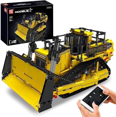 Mould King 15084 Technik Remote Controlled Bulldozer for Adults, 1508 Pieces Construction Toy, 2.4 GHz RC Truck Construction Kits, Toy for 8+ Years Old Boys