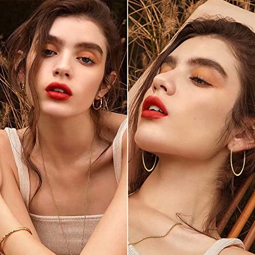 47 Pairs Fashion Earrings For Women Girls, Boho Statement Tassel Rattan Leather Earrings Butterfly Acrylic Hoop Stud Drop Dangle Earrings Set, Hypoallergenic For Sensitive Ears (C-44 Pairs Gold Hoop Earrings) #TOP5