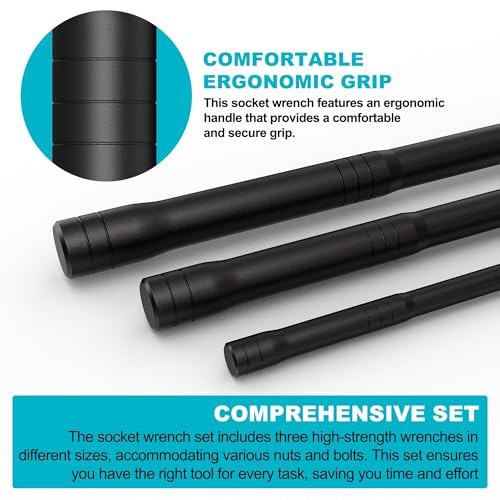 Arwealxs 1/4" 3/8" 1/2" Drive Breaker Bar, 3PCS Breaker Bar Set, 7" 12" 16" Length, 180° Rotatable Head, Extension Breaker Bar Set, Auto Repair, Mechanical Repair by Arwealxs - Image 6