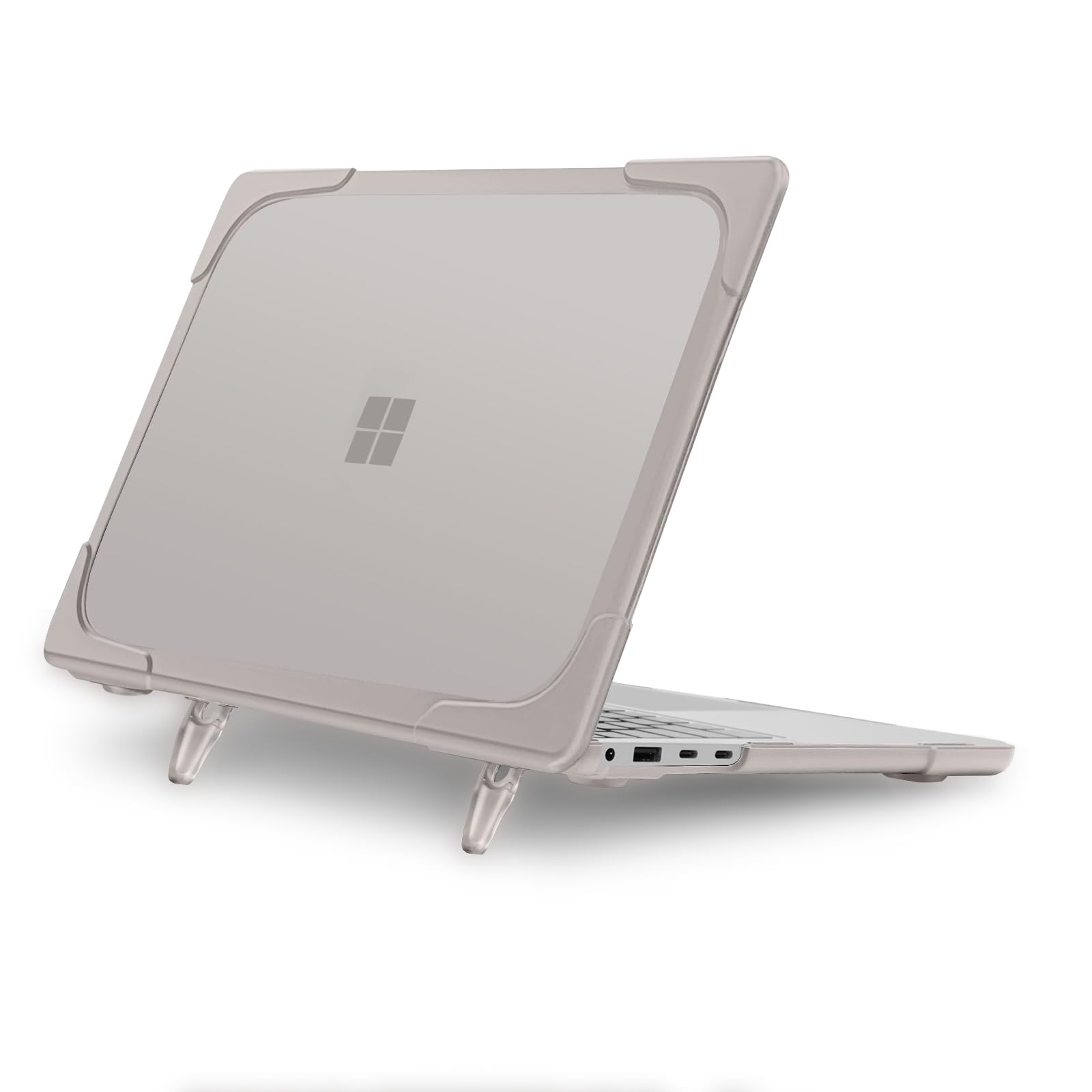 MOSISO Compatible with Microsoft Surface Laptop Case 13.8 inch 2024 Touchscreen 7th Edition 2024 Release Model 2036, Heavy Duty Protective Plastic Hard Shell Case Cover with Fold Kickstand, Khaki