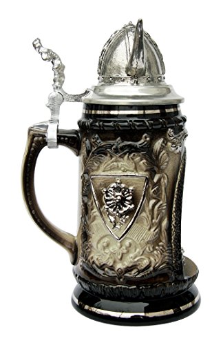 Viking Warrior In Grotto Beer Stein With Pewter Helmet Lid #TOP4