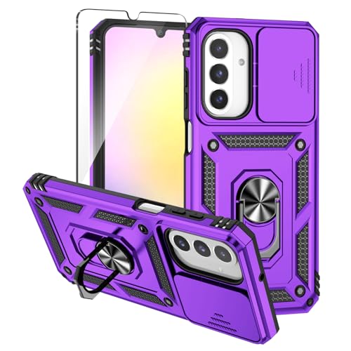 Coque Samsung Galaxy A26 5G intégrale violette avec protège-caméra et anneau béquille