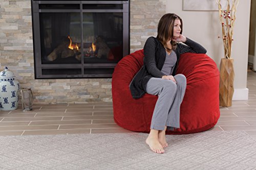 Chill Sack Bean Bag Chair: Giant 4' Memory Foam Furniture Bean Bag - Big Sofa With Soft Micro Fiber Cover - Red Pebble #TOP2