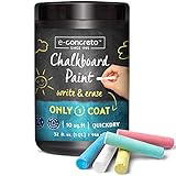 e-concreto One Coat Blackboard Paint Black + Chalk (32 fl. oz.) | Water-based and Non-toxic | Black Chalkboard Paint