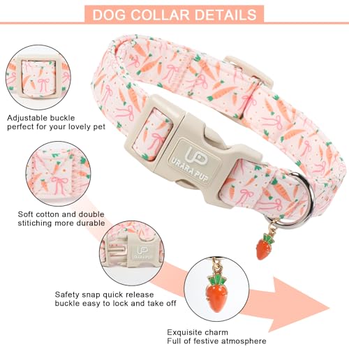 Image of Easter Day Dog Collar, UP URARA PUP Easter Bunny Adjustable Pet Collar with Quick Release, Colorful Rabbits Dog Collars for Small Medium Large Dogs