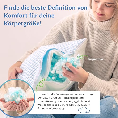 Ella Nackenstützkissen 40x80 – Ergonomisches Kopfkissen mit Verstellbarer Füllung –...