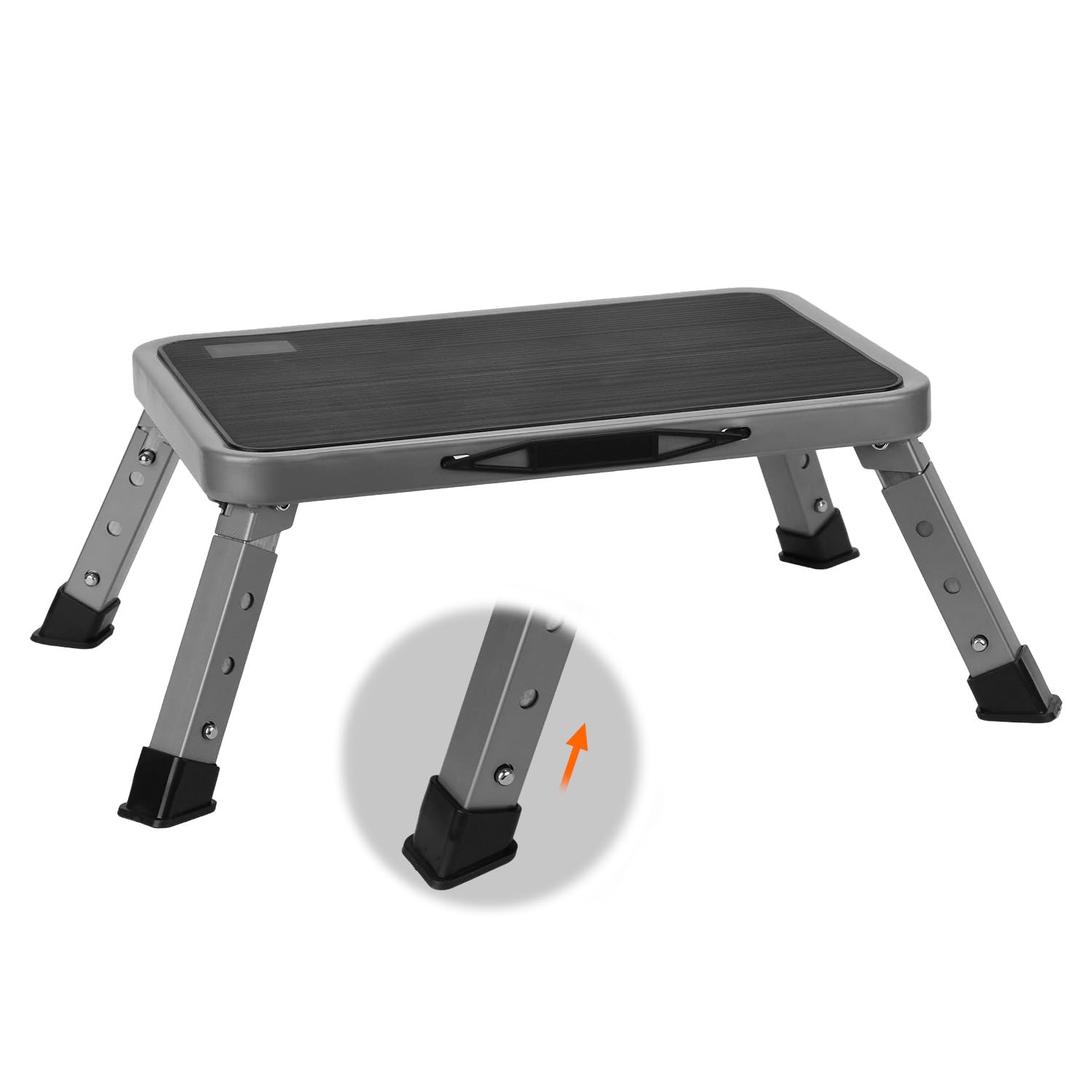 QWORK® Stopnie z regulacją wysokości, składana drabina z antypoślizgową platformą, na kemping, do domu