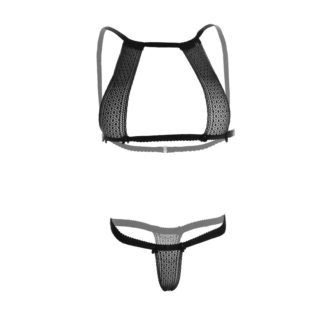 shamelace Ultra Bold See-Through Open Cup Bra & G-String Lingerie Set – Red & White Mesh Temptation-picture-20