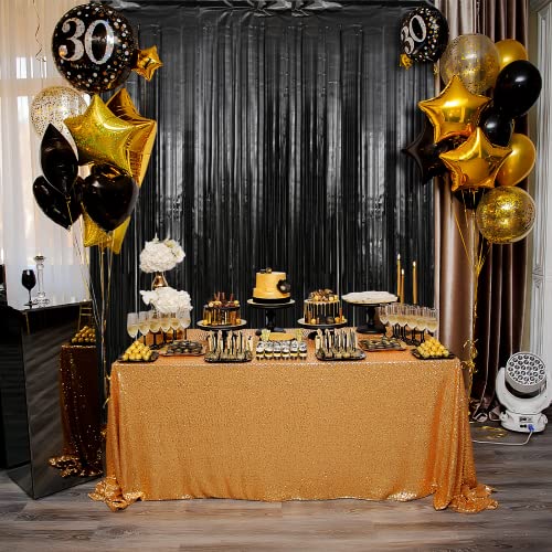 Crosize 3 Pack 3.3 X 9.9 Ft Black Foil Fringe Backdrop Curtain, Streamer Backdrop Curtains, Streamers Birthday Party Decorations, Tinsel Curtain For Parties, Photo Booth Backdrops, Party Decor #TOP4