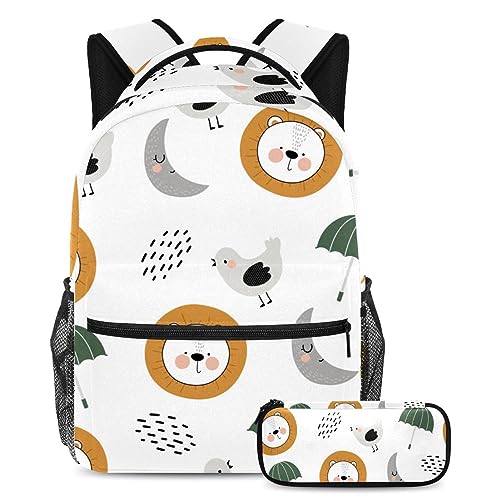 Sacs à dos scolaires motifs animaux et trousse à crayons pour fille et garçon