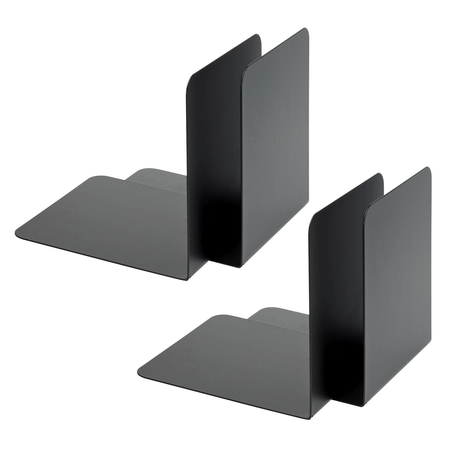 ALCO 4302-10-4 Metal Bookends, Pack of 4, Black, 14 x 14 x 12.5 cm, for School Office and Home, 14 x 14 x 12,5 cm