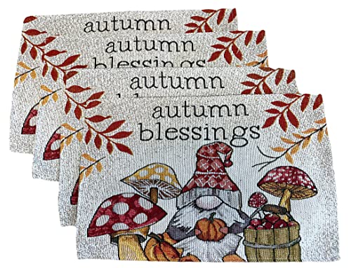 Gnome Placemats Set of 4 - Fall Gnome Kitchen Decor