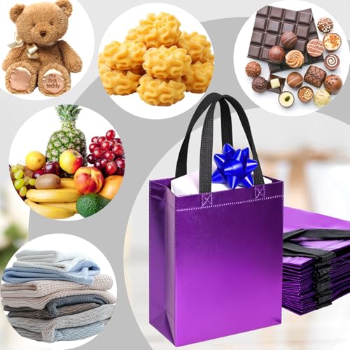 LovesTown 16 Pack Purple Gift Bags with Handles, 8"x 4"x 10" Party Favor Bags Medium Size for Wedding Birthday Graduation Goodie Treat Packaging Supplies by LovesTown - Image 6