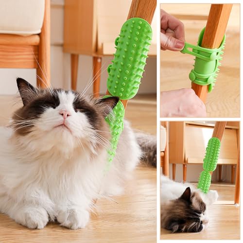Image of Mixed Color 4 Pack Cat Self Groomers - Wall Corner Groomers, Massage Comb & Shedding Brush for Long /Short Fur Cats, Pet Tickling Artifact, Adjustable, for Table Legs & Climbing Frames