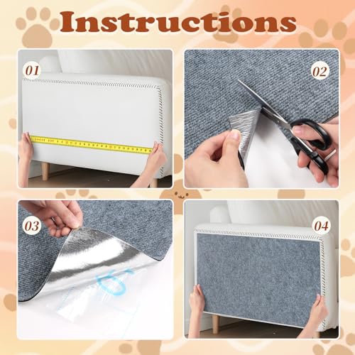 Grattoir Chaton Autocollant pour Protection Canapé et Escalier Gris Clair DIY - 6