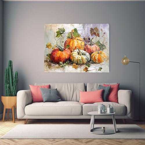 Poster Halloween citrouille verte pour salon et bar 70x100cm