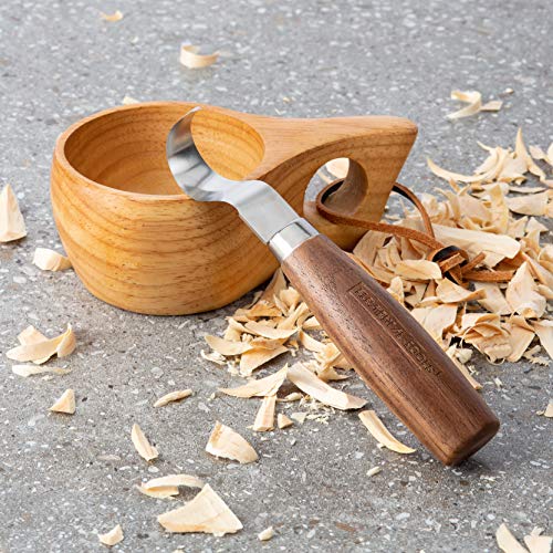 Elemental Tools Wood Spoon Carving Knife: Hook Knife Wood Carving Tool for Spoon, Kuksa Cup and Bowl Carving- 65mn Steel Spoon Carving Knife - Great Curved Knife for Beginners to Expert Craftsmen