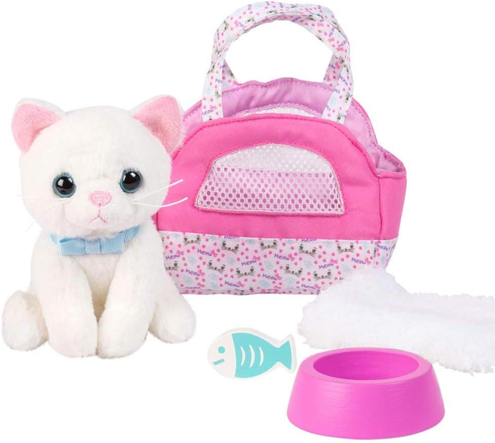 Adora Amazing Pets Luna the White Kitty – 18 Doll Accessory includes 4.5 Cat, Cat Carrier, Bed, Collar, Wooden Bowl and Fish (Amazon Exclusive)