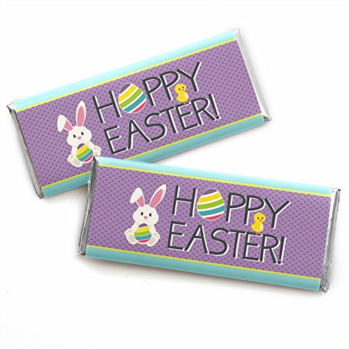 Big Dot of Happiness Hippity Hoppity - Candy Bar Wrapper Easter Bunny Party Favors - Set...