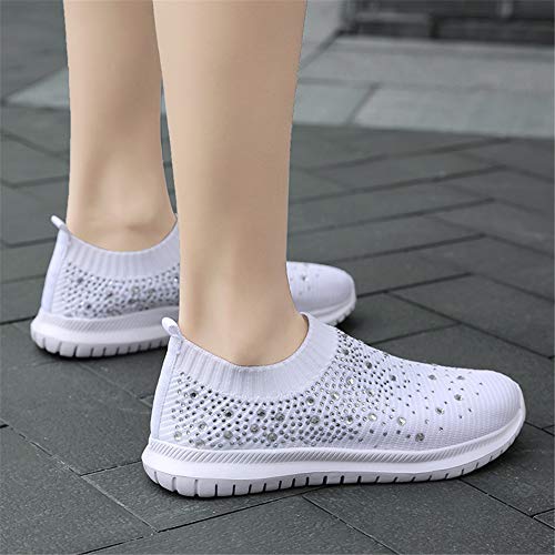 Image of GOSPT Women's Mesh Sport Shoes Rhinestone Glitter Slip On Ballroom Jazz Latin Dance Sock Sneakers