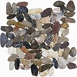 BuildMyplace 12 × 12 inch Zen Bora Wilderness Flat Pebble Stone Polished Mosaic Floor and Wall Tile, 5 Pieces, Backsplash Tiles for Kitchen, Bathroom, Modern Living Room | Covers: 5 / sq. ft.