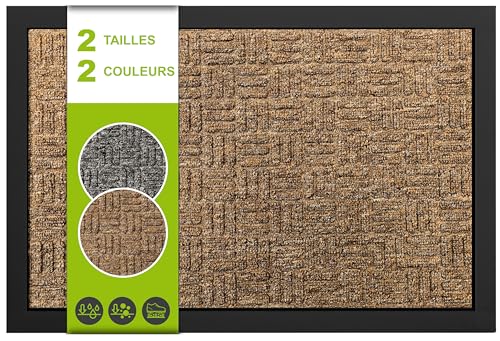 SQUATCH® | Tapis extérieur en Caoutchouc et Polypropylène | Paillasson Durable et Antidérapant | Utilisable Toute l'année | Facile à Nettoyer | Modèle SUPRĒME (Marron, 40x60cm)