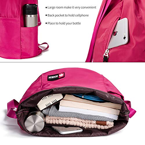 Image of ZOORON Waterproof Drawstring Gym Backpack Bag for Men & Women, Sport Gym Sack Mini Travel Daypack