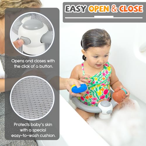 Image of TOSGN Baby Bath Seat for Babies 6 Months & up, Soft Cushion, Non-Slip Baby Bath Seat, Safe & Comfortable Baby Bath Support, for Bathtub /Living Room /Shower Room (Grey)