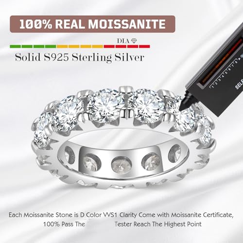 SecreTalk 6.5ct Moissanite Engagement Promise Ring for Women - Moissanite Wedding Band 925 Sterling Silver D Color VVS with Certificate of Authenticity4