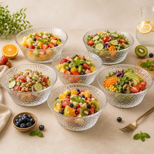 Image of WRINGO 3.5 Inch Glass Ice Cream Bowl, Dessert Bowls for Ice Cream, Pudding, Custard, Fruit Salad, Transparent Serving Bowls for Home, Kitchen & Party Use (Set of 6)