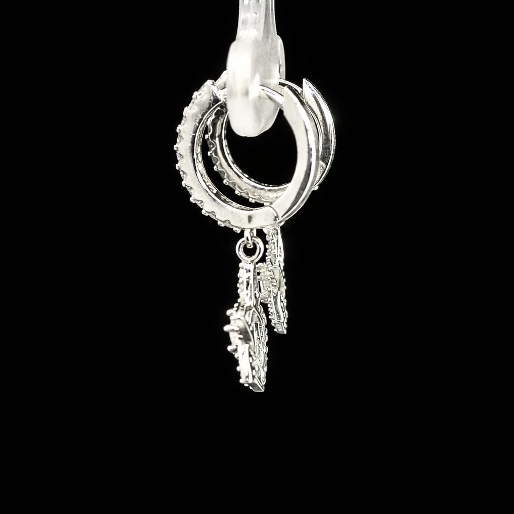 925 Sterling Silver CZ Huggie Dangle Star of David Earrings for Women