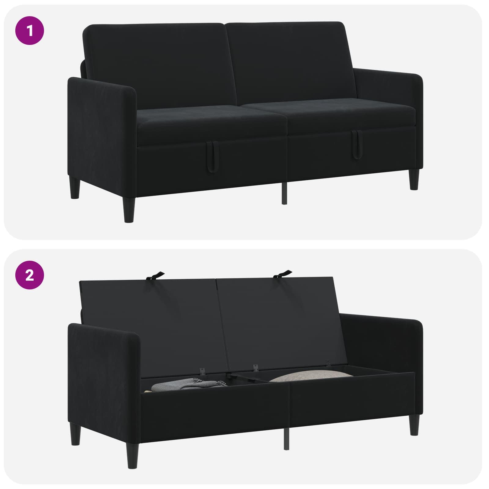 vidaXL Sofá con Almacenamiento Negro 172 x 78 x 87 cm Poliéster