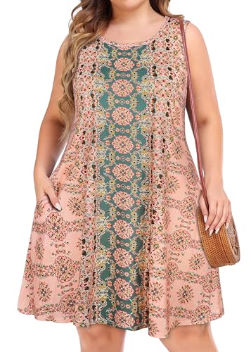 Image of elescat Plus Size Summer Dresses for Women Sleeveless Pockets Beach Tshirt Tank Sundress 2026