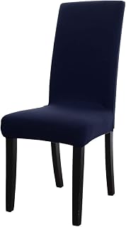 uxcell Dining Chair Covers, Stretch Bar Stool Slipcover Solid Classic Kitchen Chair Protector Spandex Short Chair Seat Cover for Home Decorative/Dining Room/Party/Wedding Dark Blue