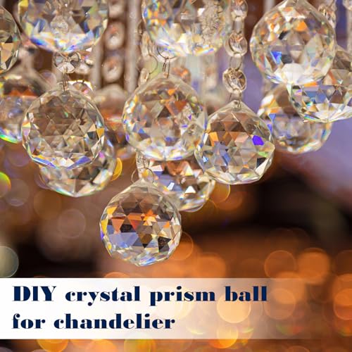 AOZUO 24 Pcs Clear Crystal Ball Prism, Upgraded 1.2\"/30mm Suncatcher Rainbow Pendants Maker Hanging Crystals Prisms Chandelier Crystals for Windows Home Wedding Decoration - Thumbnail 4